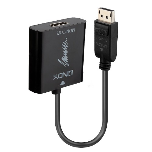 Image of ADATTATORE LINDY DISPLAYPORT TO HDMI, M/F, 4K 60HZ, ATTIVO, NERO, 41068075