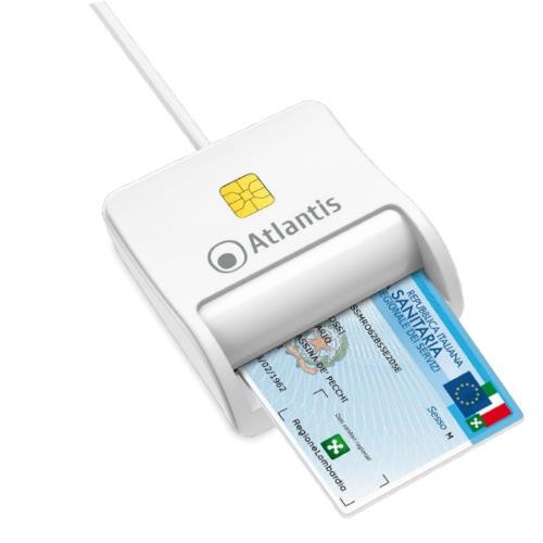 Image of LETTORE ATLANTIS P005-SMARTCR-U SMART CARD reader per CNS/CRS/TS firma digitale fascicolo sanit. siti gov. USB cavo 120cm bianco075