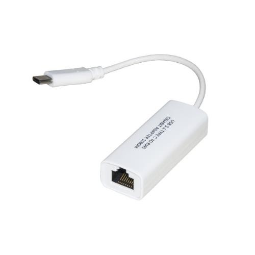 Image of ADATTATORE LINK USB TIPO C MASCHIO - CONNETTORE RJ45 FEMMINA PER RETI GIGABIT 10/100/1000 BIANCO - LKADAT82075