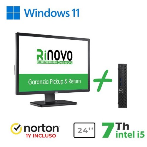 Image of BUNDLE MINIPC DELL REFUR. OPTIPLEX 3050-7050M RNBUNDLE39 i5-7x00 16GB SSD NEW512GB W11P+NORTON ANTIVIRUS 1Y+MONITOR DELL 24"075