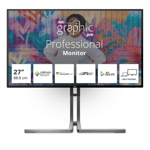 Image of MONITOR AOC Graphic Pro LED 27" Wide U27U3CV IPS 3840x2160 4ms 400cd/mq 2x3W MM Reg.H PIVOT 2HDMI DP USB-C Docking Calman Ready075