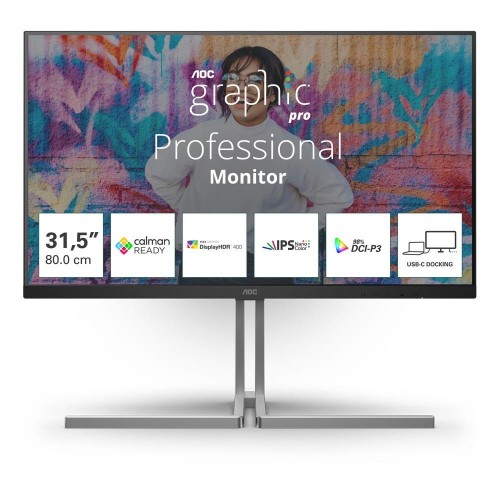 Image of MONITOR AOC Graphic Pro LED 31.5" Wide U32U3CV IPS 3840x2160 4ms 400cd/mq 2x3WMM Reg.H PIVOT 2HDMI DP USB-C Docking Calman Ready075