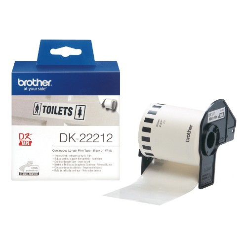 Image of NASTRO BROTHER DK-22212 ADESIVO Nero/Bianco 62mm x 15.24m075