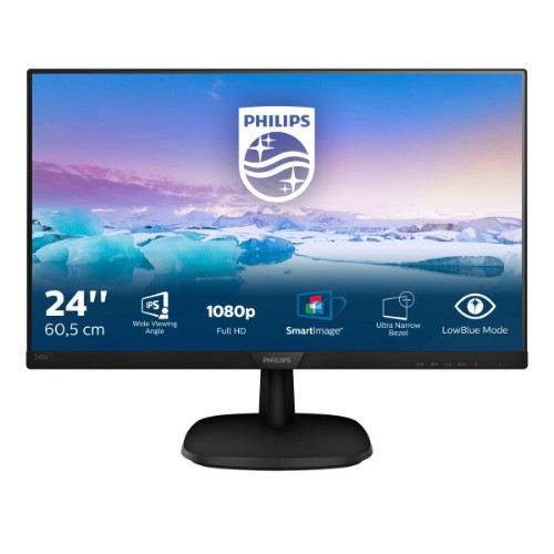 Image of MONITOR PHILIPS LED 23.8"Wide 243V7QJABF/00 IPS 1920x1080 250cd/mq 1000:1(200.000.000:1)2x2W MM VGA HDMI DP BORDERLESS075