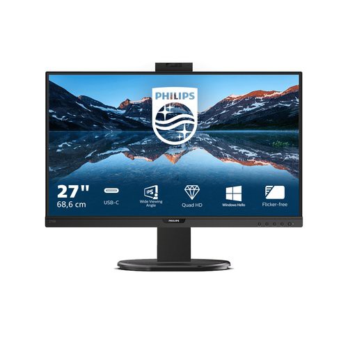 Image of MONITOR PHILIPS LED 27"Wide 2K 276B9H/00 2560x1440 4ms 350cd/m²50.000.000:1 2x2W MM WEBCAM MIC Pivot RegH HDMI DP USB-C075