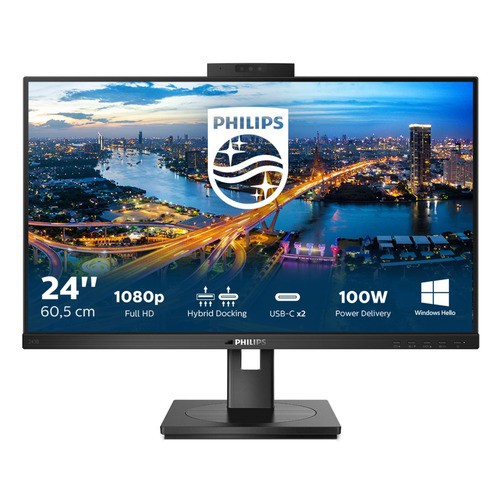 Image of MONITOR PHILIPS LED 23.8"Wide 243B1JH/00 IPS 1920x1080 250cd/mq 50.000.000:1 2x2W MM WEBCAM PIVOT HDMI DP USB-C docking075