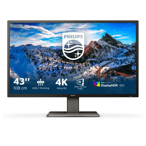 Image of MONITOR PHILIPS LED 43" Wide 4K 439P1/00 3840x2160 4ms 400cd/m² 50.000.000:1 2x5W MM Reg.H 3HDMI DP USB-C docking075