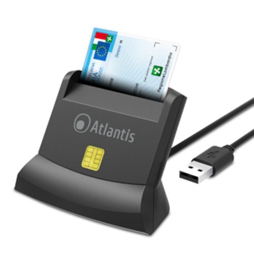 Image of LETTORE ATLANTIS P005-SMARTCRV-U SMART CARD reader VERTICALE per CNS/CRS/TS firma dig. fascic. sanit. siti gov. USB 120cm