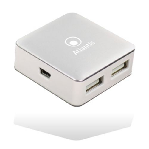 Image of HUB ATLANTIS P014-UH28 4 porte USB-2.0. Piccolo e portatile per PC e Notebook. Cavo.Finitura bianca con cover alluminio075