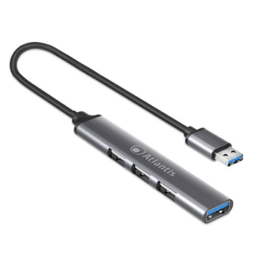 Image of HUB ATLANTIS P014-UH313 4 porte USB 1x3.0 3x2.0 cavo finitura alluminio075