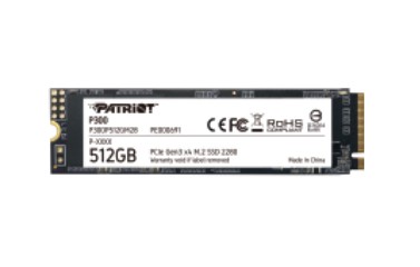 Image of SSD PATRIOT 512GB P300 M.2 2280 PCIe Gen3 x4 READ:1700MB WRITE:1200 MB/S - P300P512GM28075