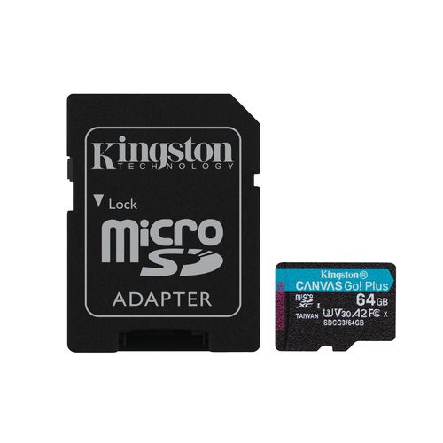 Image of SD-MICRO KINGSTON 64GB incl. Adapter CLASS U3 UHS-I V30 + ADATTATORE READ:90MB/S WRITE:45MB/S - SDCG3/64GB