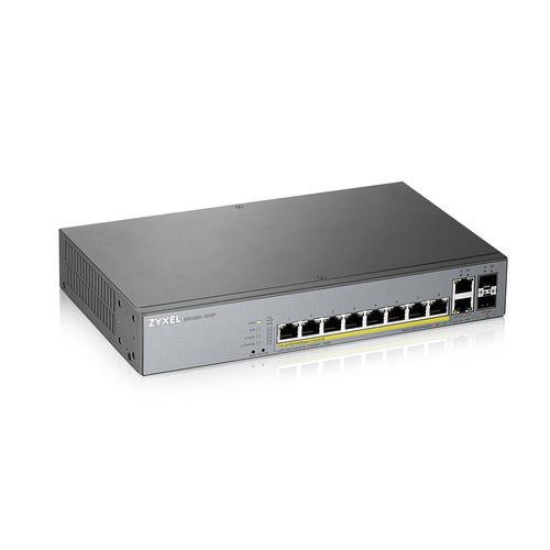 Image of SWITCH ZYXEL GS1350-12HP NebulaFlex Switch Managed per CCTV: 8p Gigabit PoE (130W) + 2p SFP + 2p Gigabit Uplink + MngCloud 1Y075