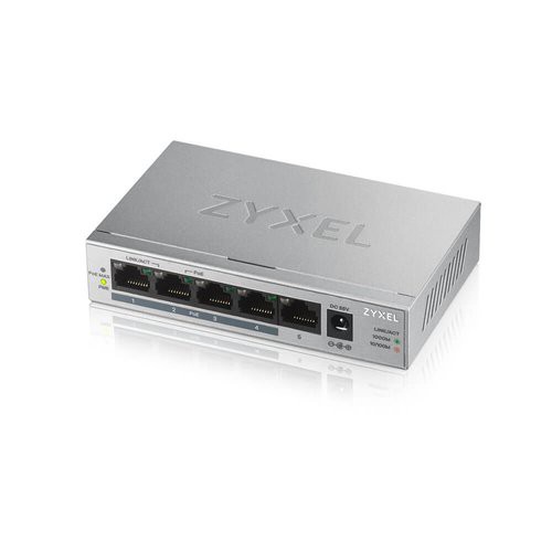 Image of SWITCH ZYXEL GS1005HP-EU0101F 5P LAN GIGABIT (4 porte PoE, erogazione fino a 60W) UNMANAGED DESKTOP, Case metallico075