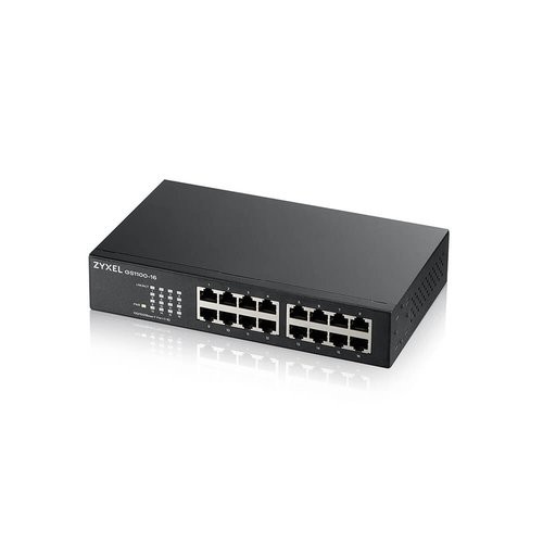 Image of Switch Unmanaged, 16 porte Gigabit, design senza ventole, Desktop/Rack - GS1100-16-EU0103F075