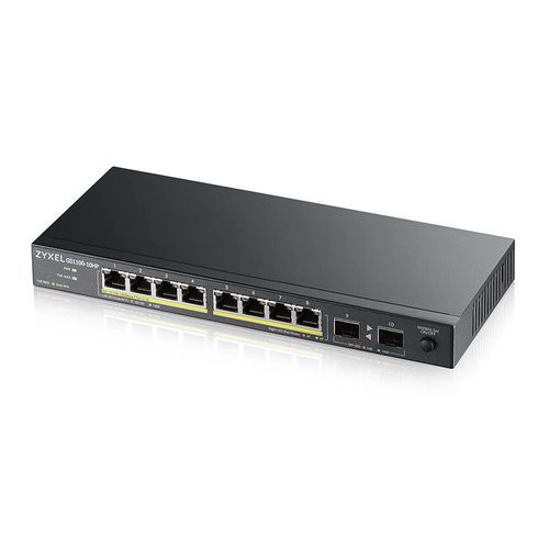 Image of SWITCH ZYXEL GS1100-10HP UNMANAGED 8P Gigabit (fino a 120W) +2P SFP Gigabit design senza ventole Desktop075