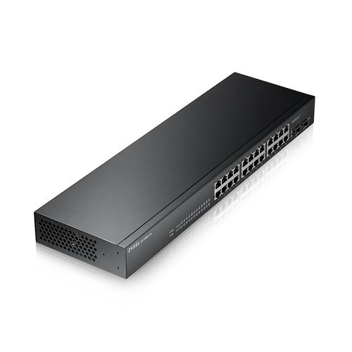 Image of GS-1900-24 v2 - Switch Web Managed 24 porte Gigabit + 2 porte SFP Gigabit - Supporto IPv6, VLAN - Design senza ventole, Rack075