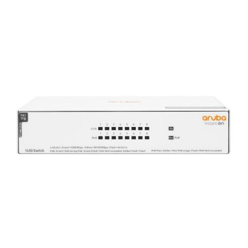 Image of SWITCH ARUBA INSTANT ON R8R46A 1430 UNMANAGED 8 PORTE 10X100X1000 CLASS4 POE 64W075