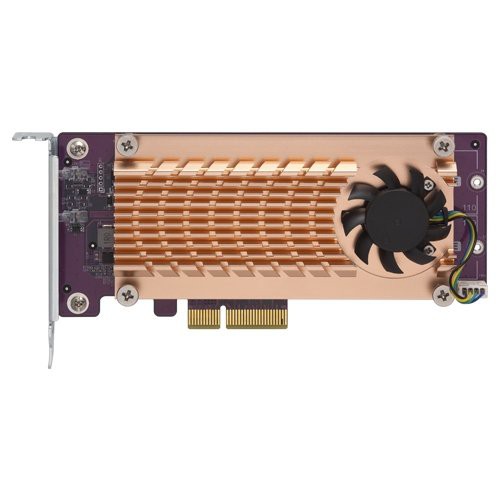 Image of QNAP Dual M.2 22110/2280 PCIe SSD expansion card (PCIe Gen2 x4), Low-profile bracket pre-loaded, Low-profile ... QM2-2P-244A