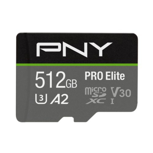 Image of SD-MICRO PNY 512GB PRO Elite Class 10 / UHS-I U3, A1, V30, READ:100MB/WRITE:90 MB/S (4K-FHD) SDUX512U3100PRO-GE075