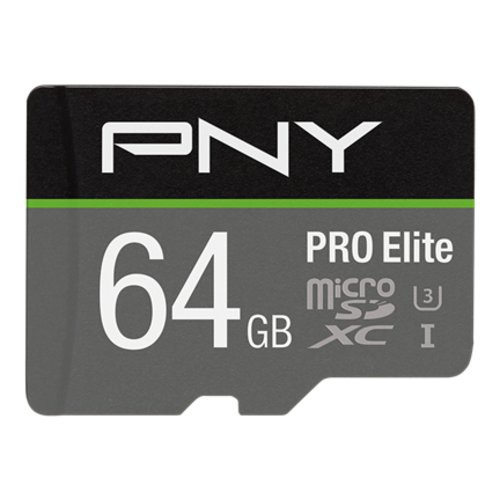 Image of SD-MICRO PNY 64GB PRO Elite Class 10 / UHS-I U3, A1, V30, READ:100MB/WRITE:90 MB/S (4K-FHD) SDU64GV31100PRO-GE075