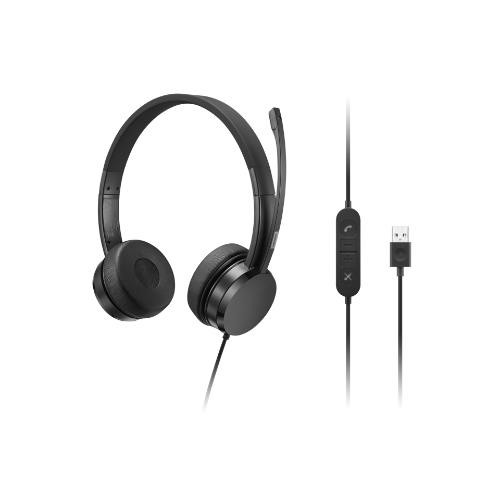 Image of Lenovo USB-A Wirosso Stereo On-Ear Headset (with Control Box) - 4XD1K18260075