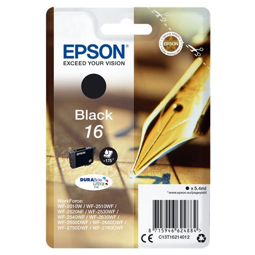 Image of INK EPSON C13T16214012 Nero Penna/Cruciverba DURABrite Ultra WF-2010 2510 2520 2530 2540 2630 2650D 2660 2760 2750075