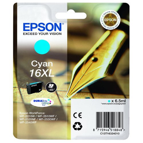 Image of INK EPSON C13T16324012 Ciano Penna/CruciverbaXL DURABriteUltra WF-2010 2510 2520 2530 2540 2630 2650D 2660 2760 2750075