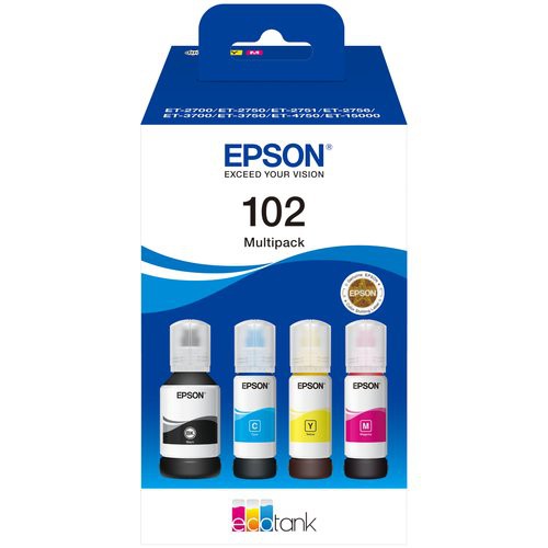 Image of MULTIPACK EPSON 102 C13T03R640 4 COLORI da 65ml x ET-2700 ET-2750 ET-3750 ET-4750 ET-2850 ET-3850 ET-4850 ET-15000075