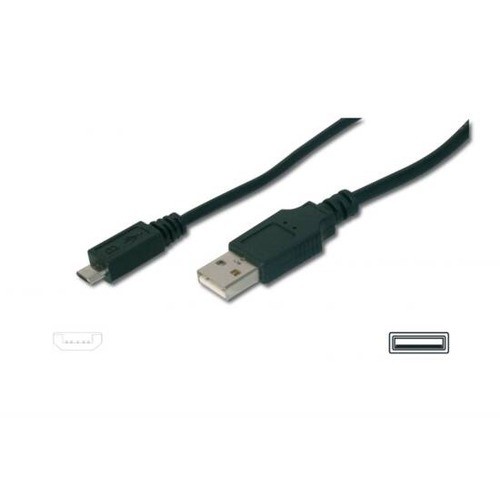 Image of CAVO DIGITUS USB 2.0 A TO USB MICRO B, M-M, 1MT, SCHERMATO,NERO, AK112001075