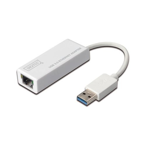 Image of ADATTATORE DIGITUS DA USB 3.0 "A" MASCHIO A RETE GIGABIT ETHERNET RJ45 8POLI - BIANCO075