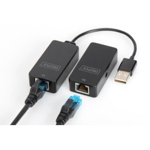 Image of EXTENDER DIGITUS A USB 2.0 TO RJ45, FINO A 50mt TRAMITE CAVO RETE CAT 5E, NERO, DA70141075