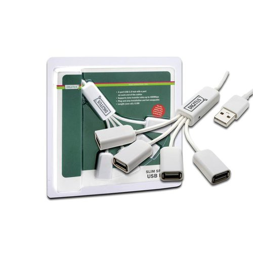 Image of HUB USB DIGITUS 4 PORTE CON CAVI SINGOLI FEMMINA A CODA075