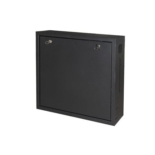 Image of BOX A MURO DVR/NVR 2 SERRATURE CON RIPIANO APRIBILE E BLOCCAGGI REGOLABILI, ATTACCO VESA PER MONITOR INCLUSO NERO075