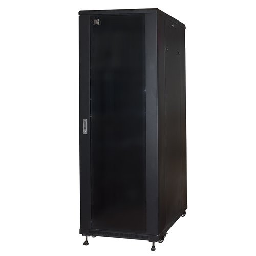 Image of ARMADIO RACK 19" PER RETI 37U (A)1770, (L)600, (P)800 COLORE NERO PORTA VETRO075