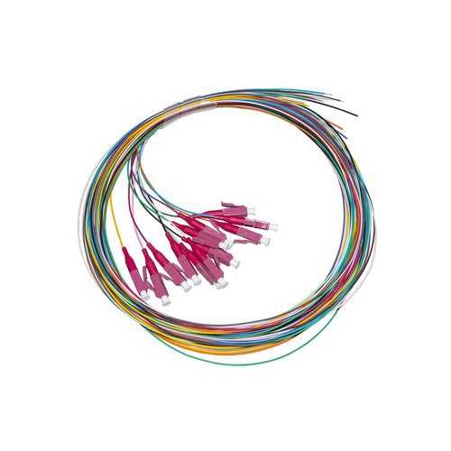 Image of SET 12 CAVI PIGTAIL FIBRA OTTICA COLORATI CONNETTORI LC OM4 SIMPLEX 2 MT075