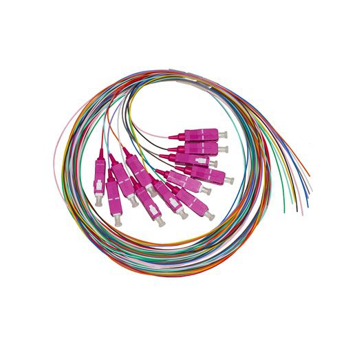 Image of SET 12 CAVI PIGTAIL FIBRA OTTICA COLORATI CONNETTORI SC OM4 SIMPLEX 2 MT075