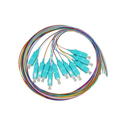 Image of SET 12 CAVI PIGTAIL FIBRA OTTICA COLORATI CONNETTORI SC OM3 SIMPLEX 2 MT075