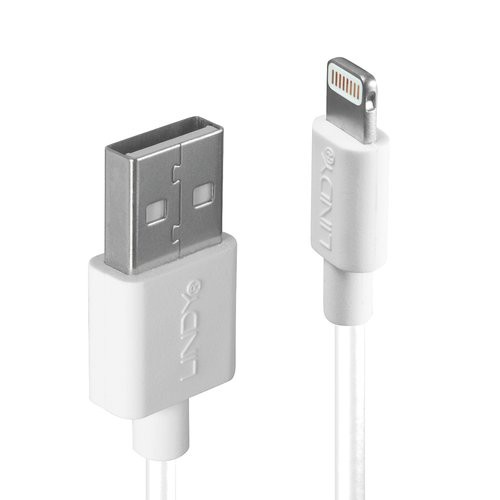 Image of CAVO LINDY USB A TO LIGHTNING C89, M/M, 1MT, (TIPO APPLE), BIANCO, 31326075