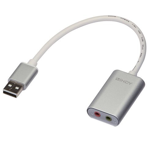 Image of ADATTATORE LINDY USB-AUDIO Connessone di casse o cuffie e microfono con interfaccia jack da 3.5mm da una porta USB Tipo A075