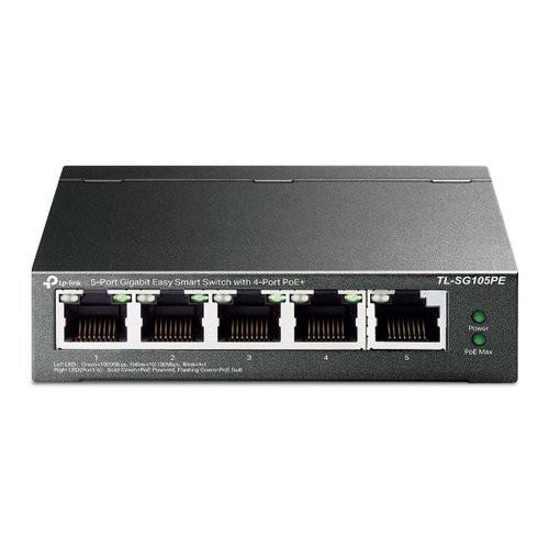 Image of SWITCH TP-LINK TL-SG105PE 5P GIGABIT DESKTOP 10/100/1000Mbps RJ45 4P POE+, 802.3at/af, 65W PoE Power075