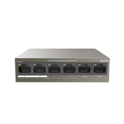 Image of SWITCH TENDA TEF1106P-4-63W 6P LAN DESKTOP 4P FE(PoE)+2P FE(Data+NVR)075