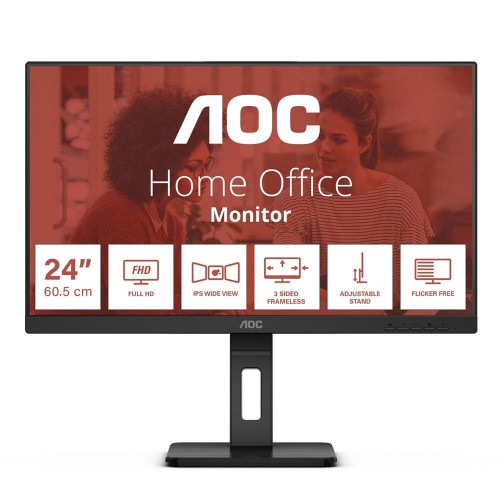 Image of MONITOR AOC LED 23.8" Wide 24E3QAF IPS 1920x1080 4ms 300cd/mq 1.000:1 2x2W MM Reg. in H PIVOT VGA DVI HDMI DP075