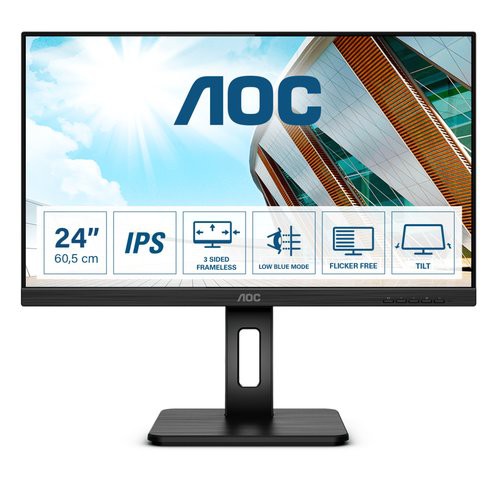 Image of MONITOR AOC LED 23.8" Wide 24P2Q IPS 1920x1080 4ms 250cd/mq 50.000.000:1 2x2W MM Reg. in H PIVOT VGA DVI HDMI DP USB075