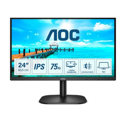 Image of MONITOR AOC LED 23.8'' Wide 24B2XDA IPS 1920x1080 4ms 250cd/mq 1.000:1 (20.000.000:1) 2x2W MM VGA DVI HDMI075