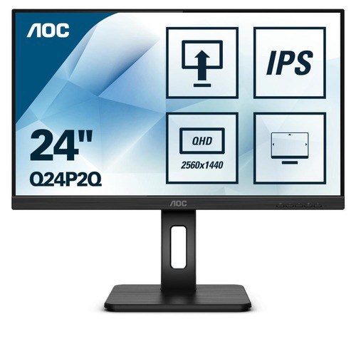 Image of MONITOR AOC LED 23.8" Wide Q24P2Q IPS 2560x1440 4ms 250cd/mq 50.000.000:1 2x2W MM Reg. in H PIVOT VGA HDMI DP USB075