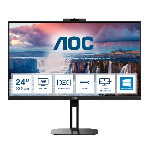 Image of MONITOR AOC LED 23.8" Wide 24V5CW/BK IPS 1920x1080 4ms 300cd/mq 20.000.000:1 2x5W MM WEBCAM PIVOT Reg.H HDMI DP USB-C Docking075