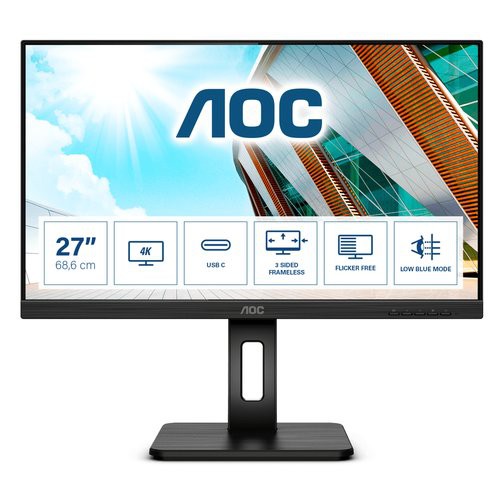 Image of MONITOR AOC LED 27" Wide U27P2CA IPS 3840x2160 4ms 350cd/mq 50.000.000:1 2x2W MM PIVOT REG.H VGA 2HDMI DP USB-C DOCKING075