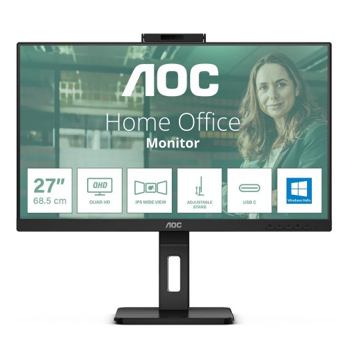 Image of MONITOR AOC LED 27" Wide Q27P3QW IPS 2560x1440 4ms 350cd/mq 20.000.000:1 2x5W MM WEBCAM PIVOT Reg.H 2HDMI DP075