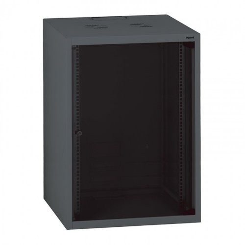 Image of ARMADIO BOX DA PARETE LEGRAND 18U 892X600X600 PORTA IN VETRO 2 MONTANTI ANTERIORI RAL 7016075